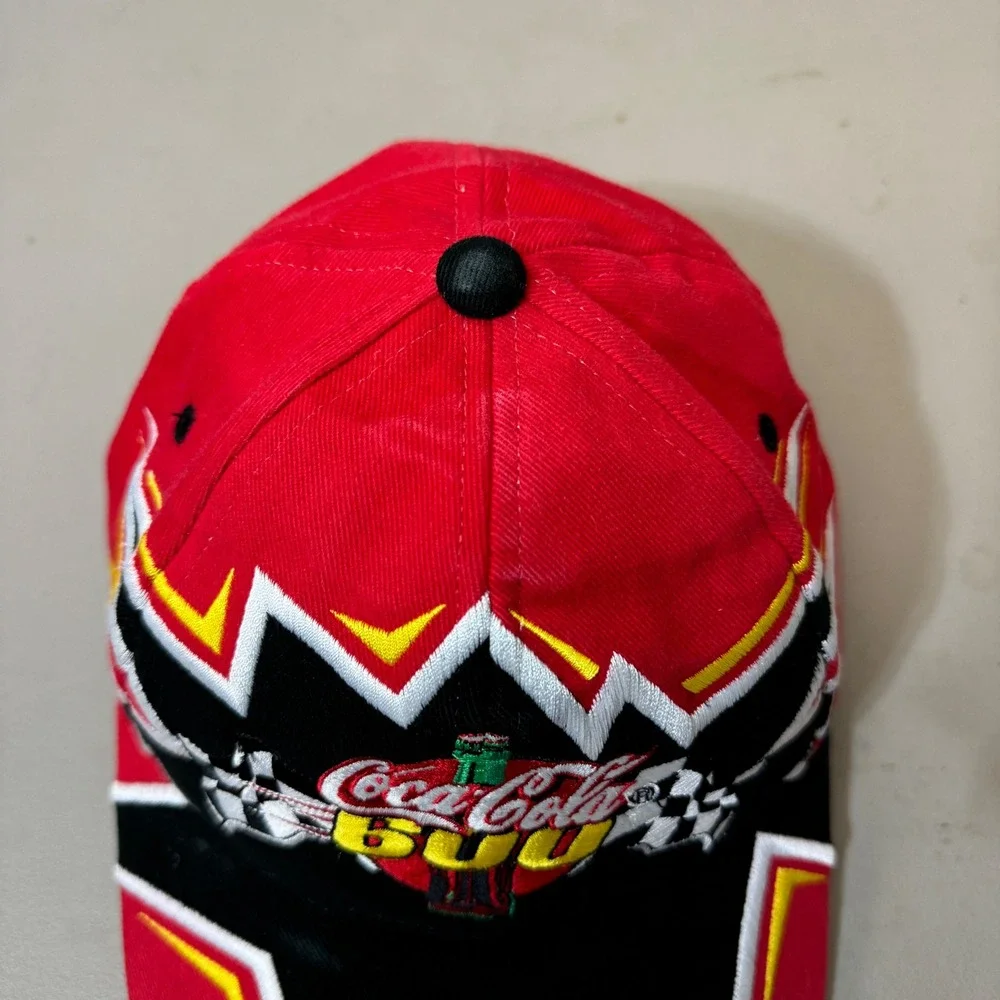Vintage Coca-Cola 600 NASCAR Snapback Hat Red Black Lowes Motor Speedway Y2K